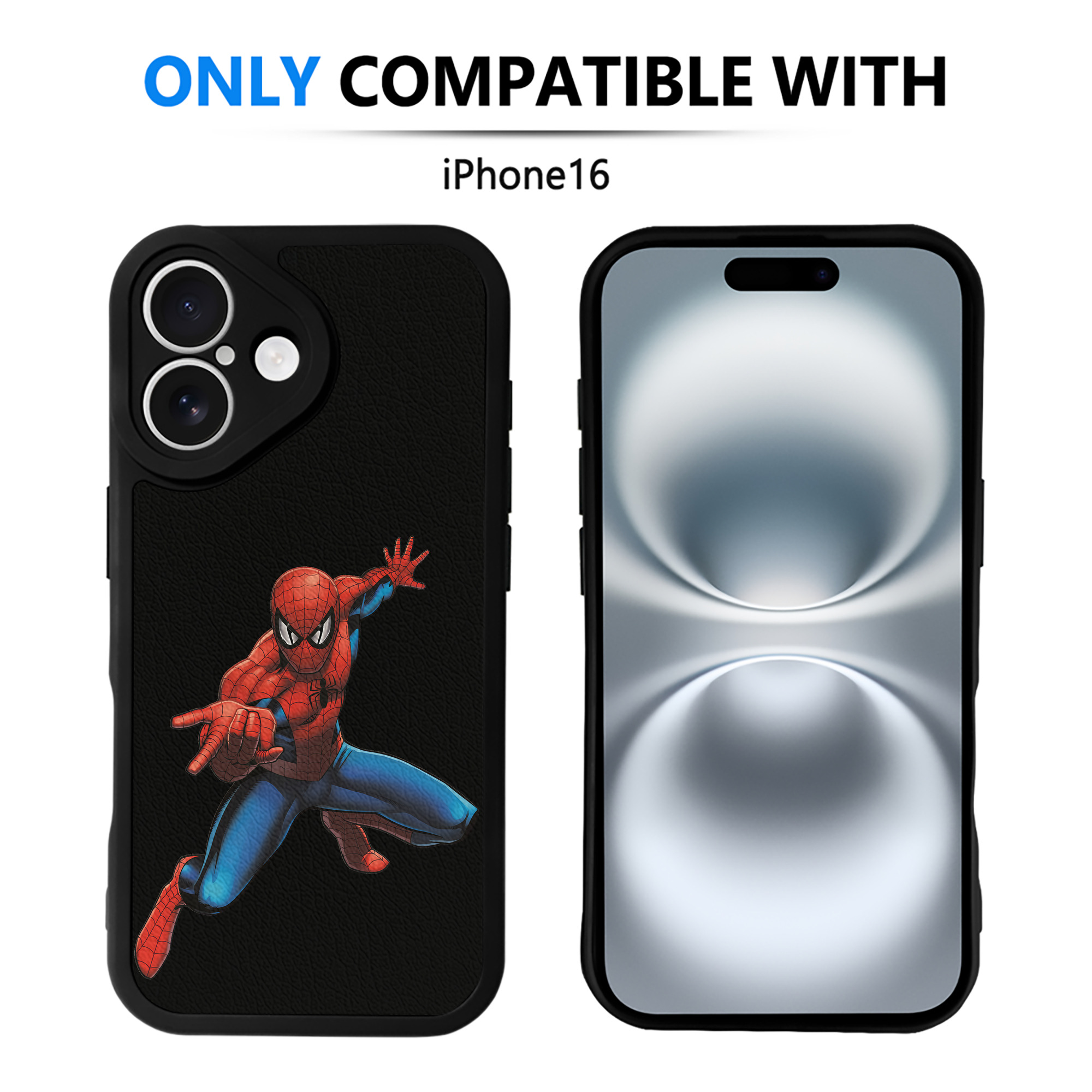 （画像用） Spider Man スパイダーマン 【iPhone 16シリーズ対応】シリコンスマホケース（レザー調） 材質：シリコン